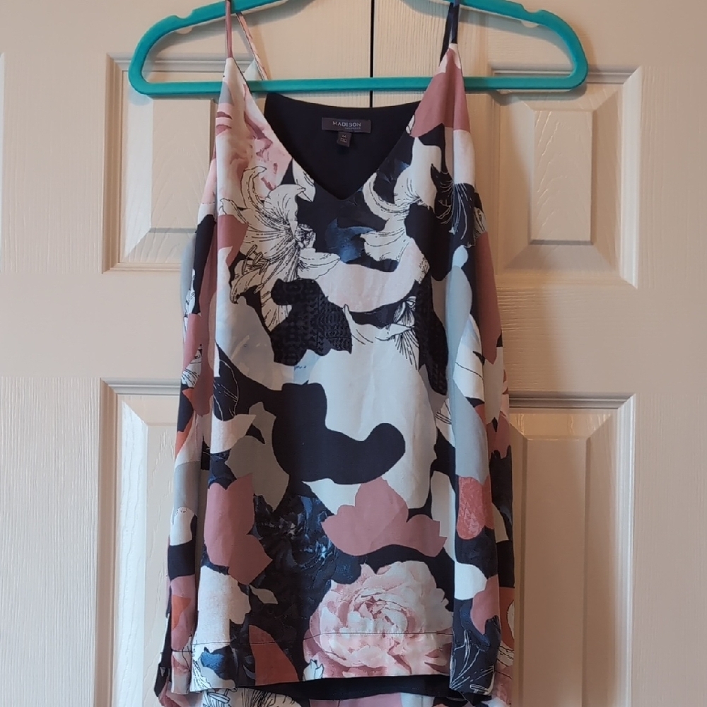 Madison Black and White Asymmetrical Camisole Top